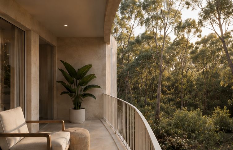 Balcony retreat among the treetops