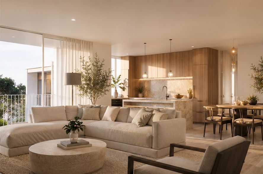 Open-plan kitchen and living